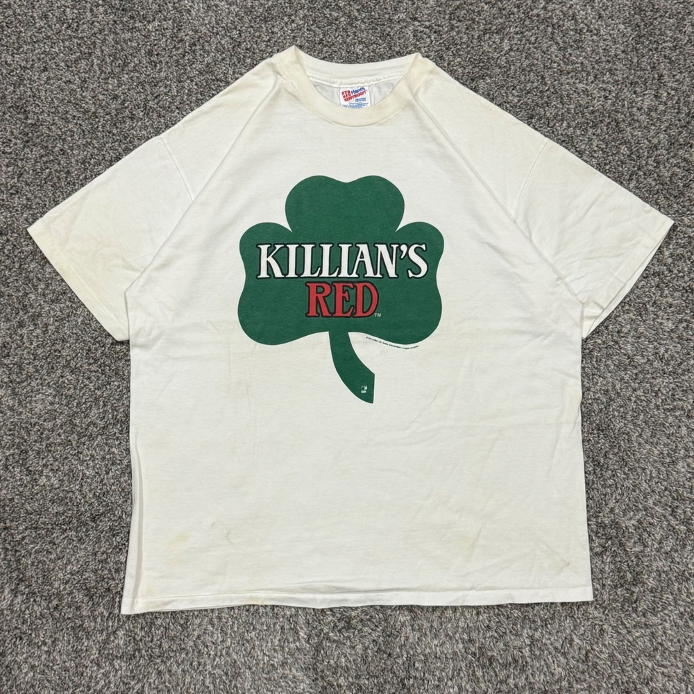 Vintage‎ 90s Killians Red Irish Beer T-Shirt Hanes Heavyweight XL Single Stitch